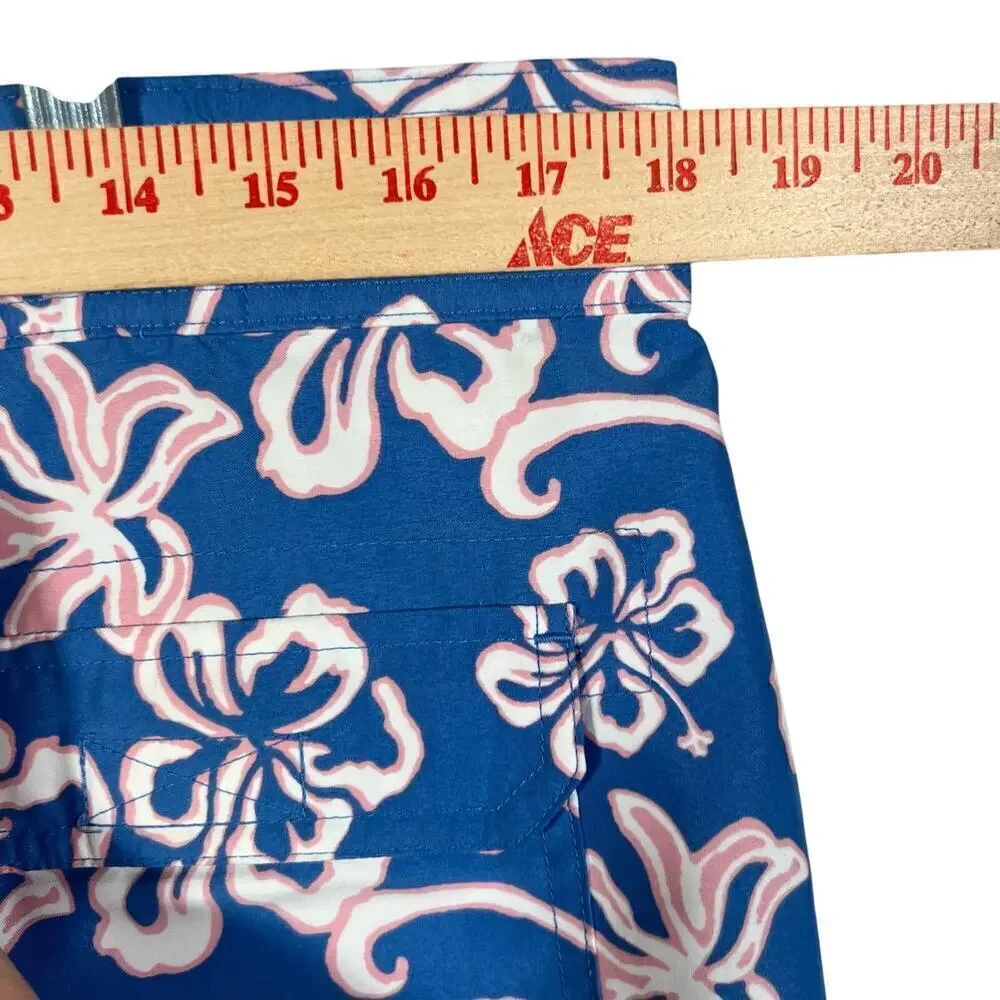 Brooks Brothers Hawaiian Swim Trunks Size Medium 6.5” Inseam Floral Blue Pink